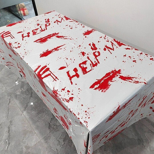 Husă De Masă Alista Home Cu Folie Tematică Halloween Help Me 137 X 183 Cm Alb Roșu