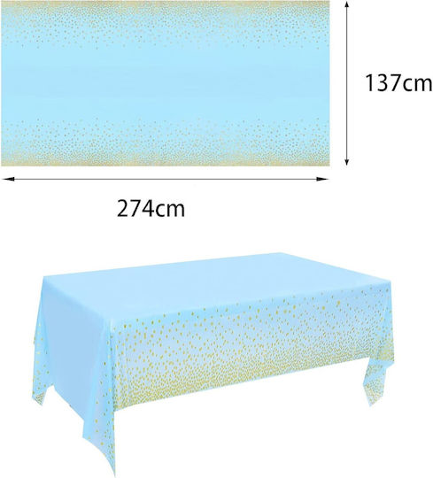Husă De Masă Alista Home Din Peva Auriu Cu Buline Imprimat 137 X 274 Cm Rezistentă La Apă Și Pete Curățare Rapidă Albastră