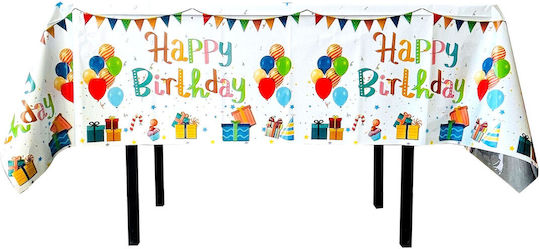 Husă De Masă Pentru Petreceri Alista Home Folie Happy Birthday Balon Imprimat 137 X 274 Cm Albă