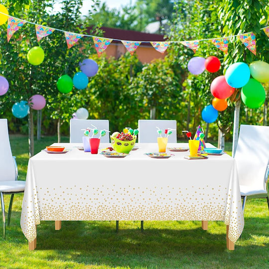Husă De Masă Alista Home Din Peva Cu Imprimeu Cu Buline 137 X 274 Cm Rezistentă La Apă Şi Pete Curăţare Rapidă Bej