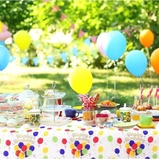 Husă De Masă Alista Home Din Peva Cu Imprimeu Balon La Mulți Ani 137 X 274 Cm Rezistentă La Apă Și Pete Curățare Rapidă Multicoloră