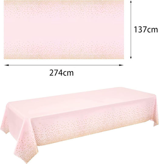 Husă De Masă Alista Home Din Peva Auriu Cu Buline Imprimat 137 X 274 Cm Rezistentă La Apă Și Pete Curățare Rapidă Roz Deschis