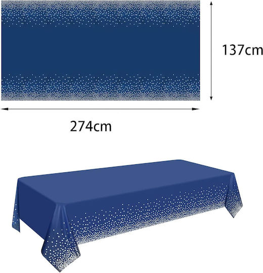Husă De Masă Alista Home Din Peva Argintie Cu Buline Imprimat 137 X 274 Cm Rezistentă La Apă Pete Curățare Rapidă Albastru Închis