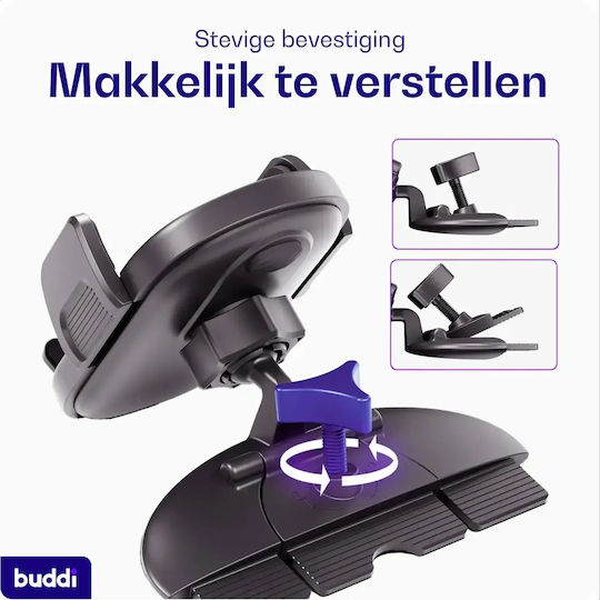 Buddi Car Mobile Mount with Adjustable Hooks Black