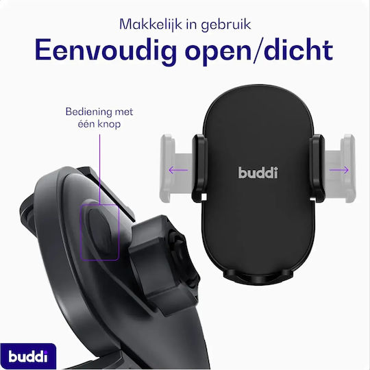 Buddi Car Mobile Mount with Adjustable Hooks Black