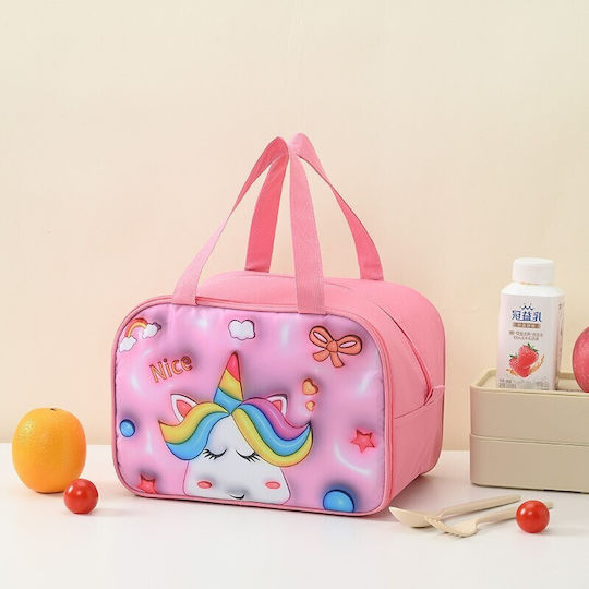 Alista Home Geantă Școlară Izotermică De Mână Roz Cu Unicorni 20x18x27.5cm