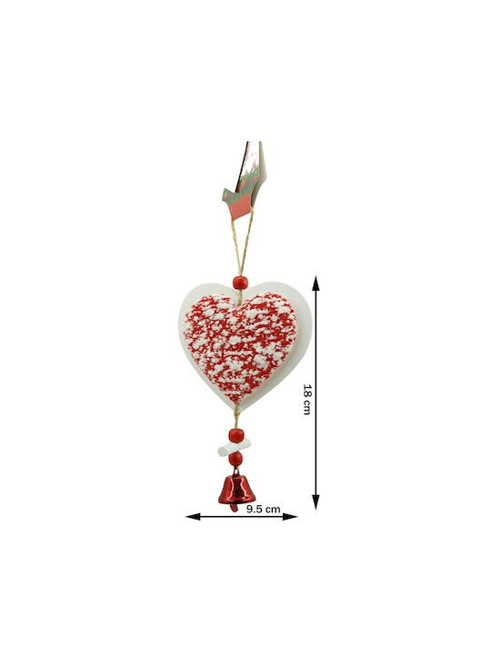 Ornament De Crăciun Pentru Brad Inimă Tweed Alb Roșu Din Lemn 18 Cm Alista Home