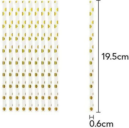 Set 10 Straws Alista Home Paper 19.5 Cm White Gold Polka Dot Pattern