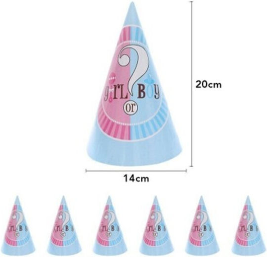 Set 6 Pălării de Petrecere Gender Reveal Alista Home Fetiță Băiat Realizate Din Carton 20 X 14 Cm Roz Albastru