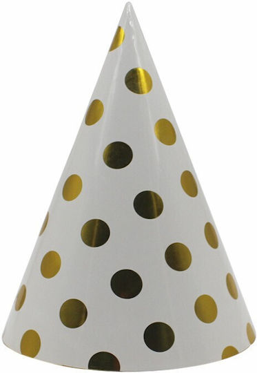 Set 6 Pălării De Petrecere Metalice Alista Home Celebration Birthday Theme Polka Dot Design 20 Cm Aurii