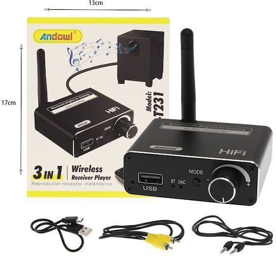 Andowl Bluetooth 5.0 Receiver Usb Output Port Q-t231 3in1 Wireless Receiver Player