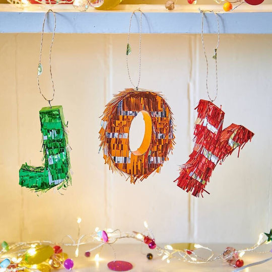 Mini Joy Pinata Alista Home Set Accesorii Petrecere 3 Piese Realizate Din Hârtie Creponată Carton Pinata Petrecere 40 X 27 X 8 Cm Verde Portocaliu Roșu