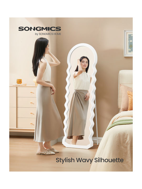 Songmics Oglindă De Podea Cu Cadru Metalic Alb 160x50cm
