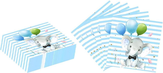 Set 20 Servetele Pentru Petreceri Alista Home Cu Imprimeu Elefant Hârtie 16.5 X 16.5 Cm Albastre