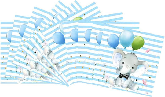 Set 20 Servetele Pentru Petreceri Alista Home Cu Imprimeu Elefant Hârtie 16.5 X 16.5 Cm Albastre