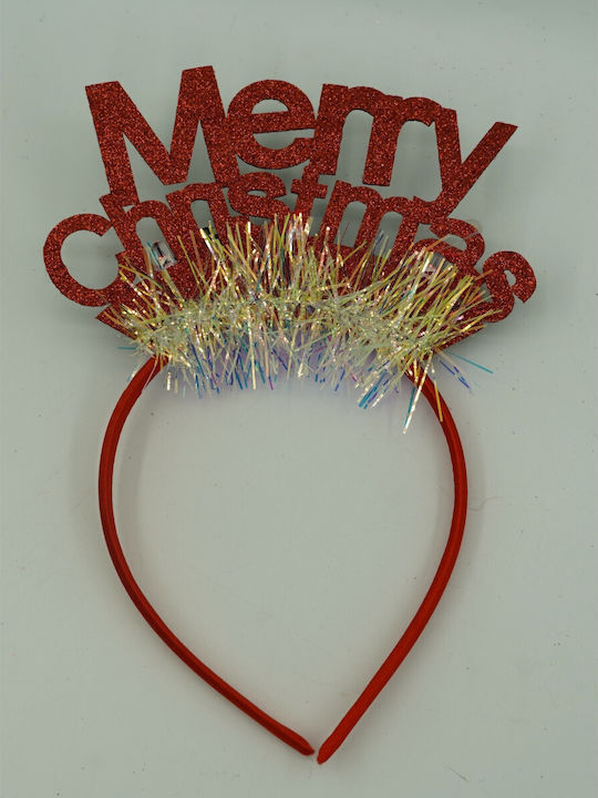 Merry Christmas Headband Hoop Red Glitter Standard Size Alista Home
