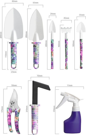 Set 10 Accesorii Grădină Alista Home Geantă Depozitare Inclusă Oțel Inoxidabil 37 X 28 Cm Mov