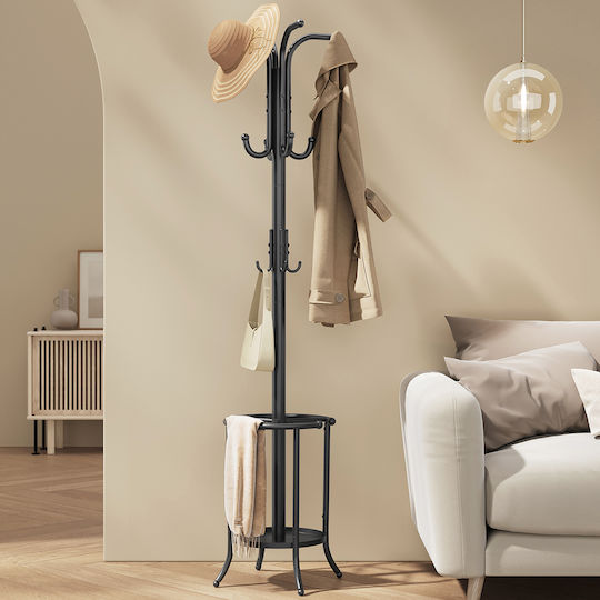 Songmics Καλόγερος Μεταλλικός Μαύρος 40x40x175cm