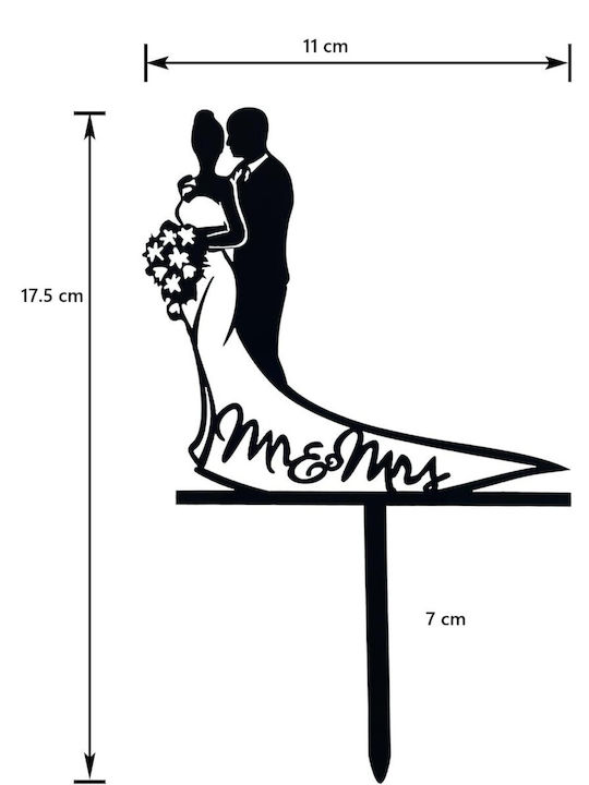 Cake Topper Alista Home Model 1 Mrandmrs 17.5 X 11 Cm Negru