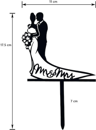 Cake Topper Alista Home Model 1 Mrandmrs 17.5 X 11 Cm Black