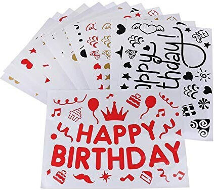 Sticker Balon Alista Home Temă Zi De Naștere Design La Mulți Ani 29x21 Cm Roșu
