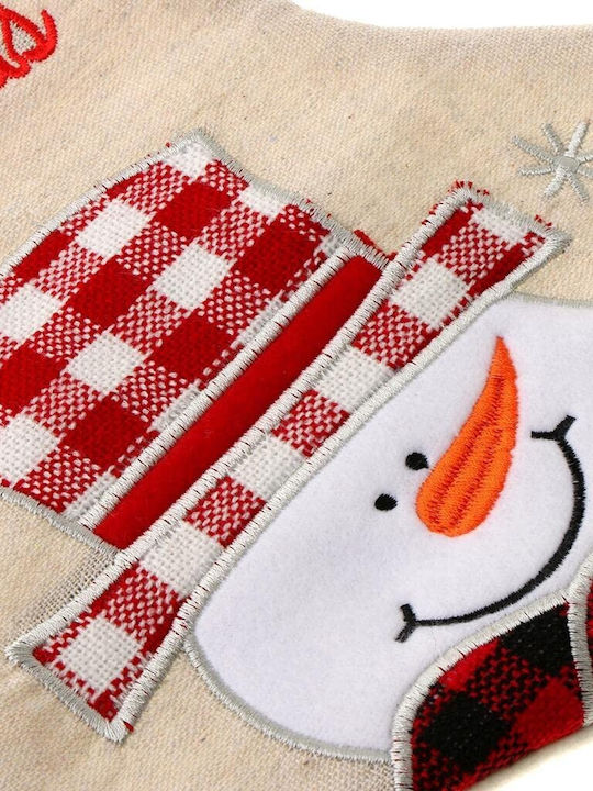 Ciorap Decorativ De Crăciun Cu Om De Zăpadă M30xL15cm Albă
