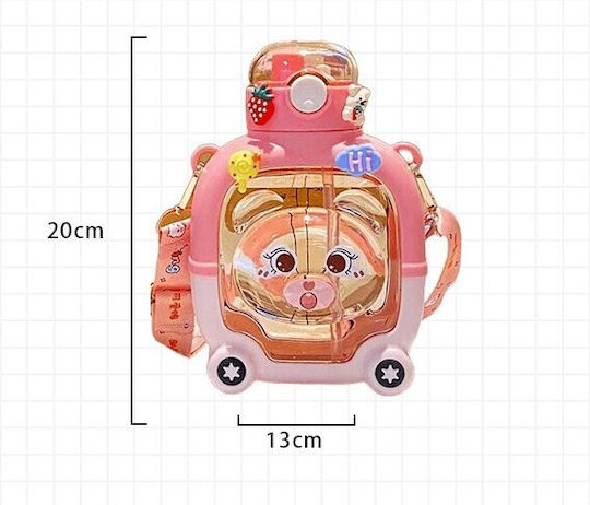 Alista Home Sticlă Pentru Copii Din Plastic Cu Pai Antivărsare Roz 1000ml