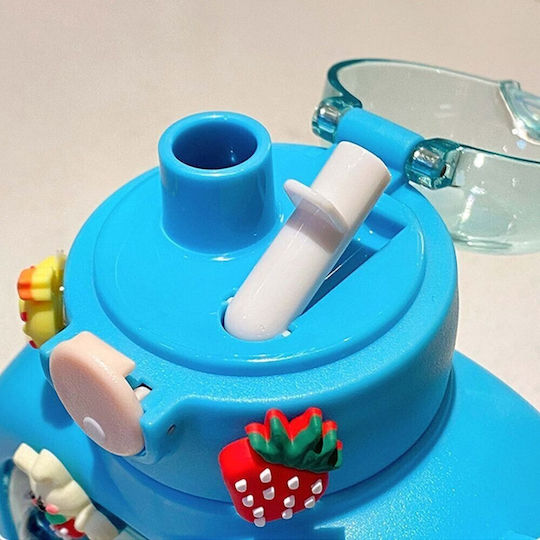 Alista Home Sticlă Pentru Copii Din Plastic Cu Pai Antivărsare Albastră 1000ml