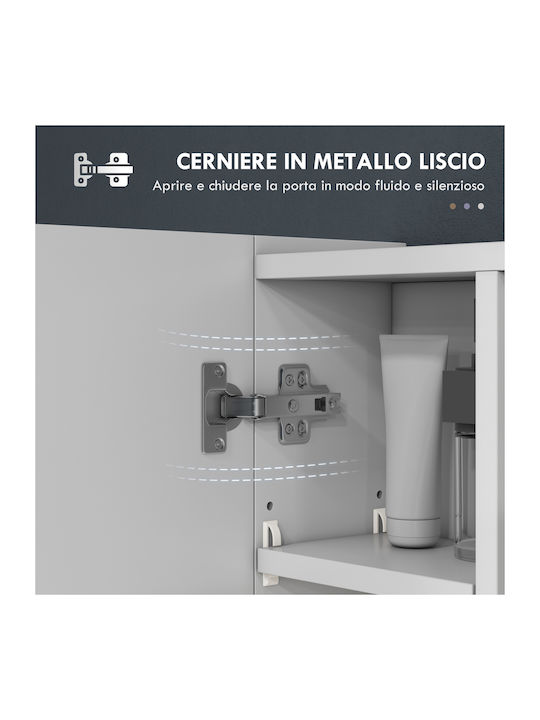 Kleankin Καθρέπτης Μπάνιου από MDF με Ράφι & Ντουλάπι 90x15cm Λευκός