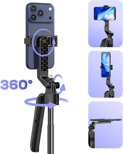Avizar Bluetooth Tripod Smartphone Camera 360° Adjustable Face Tracking Black
