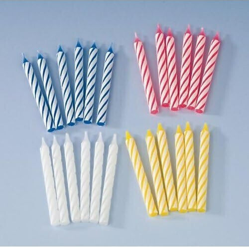 Set 24 Lumanări De Ziua De Naștere Spirale Model Petrecere 6.5 Cm Parafină Multicolore
