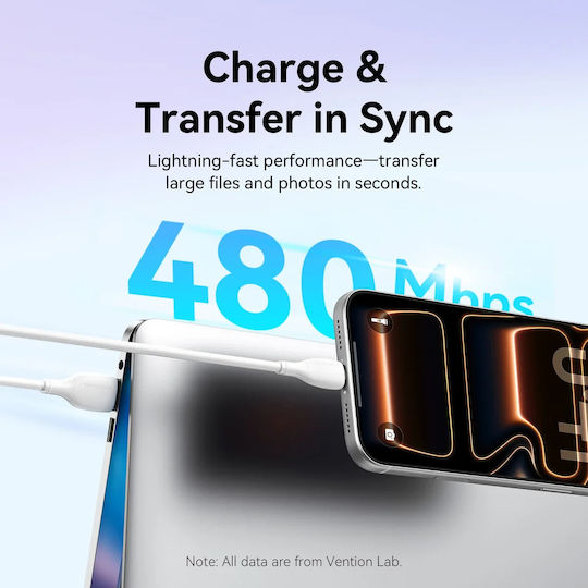 Vention Male USB 2.0 Cable USB-C male - USB-A 18W Μαύρο 0.25m CTWBC