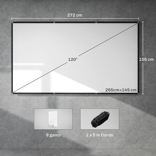 HomCom Οθόνη Προβολής Projector Τοίχου 16:9 / 120"