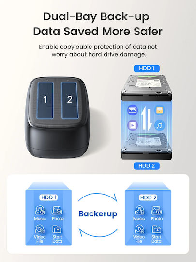 Orico Storage Hdd Ssd Dock Докинг Станция за Твърди Дискове SATA със Свързаност USB-C (DD28C3-C-EU-BK-BP)