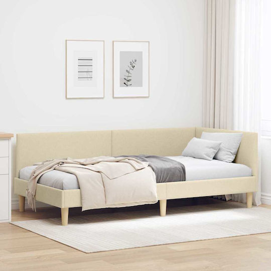 Κρεβάτι Μονό για Στρώμα 90x190cm Κρεμ Κρεβάτι Μονό για Στρώμα 90x190cm Κρεμ