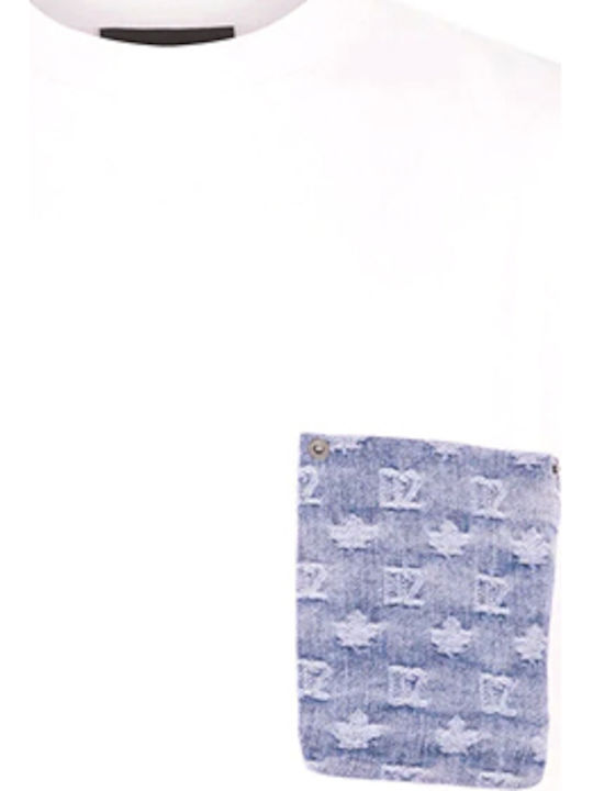 Tricou Alb-Albastru
