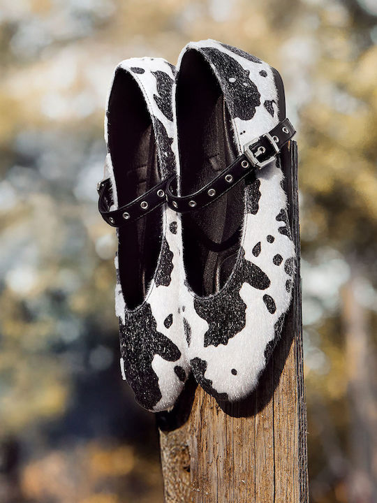 Leopard Ballerinas White