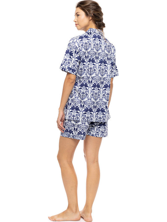 Pink Label Summer Women's Pajama Set Blue Tropical