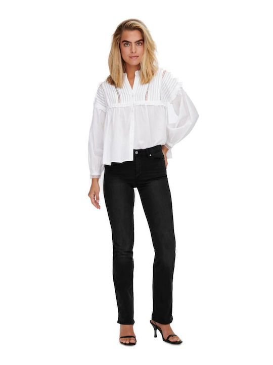 Wauw High Waist Women's Jean Trousers Flared Black