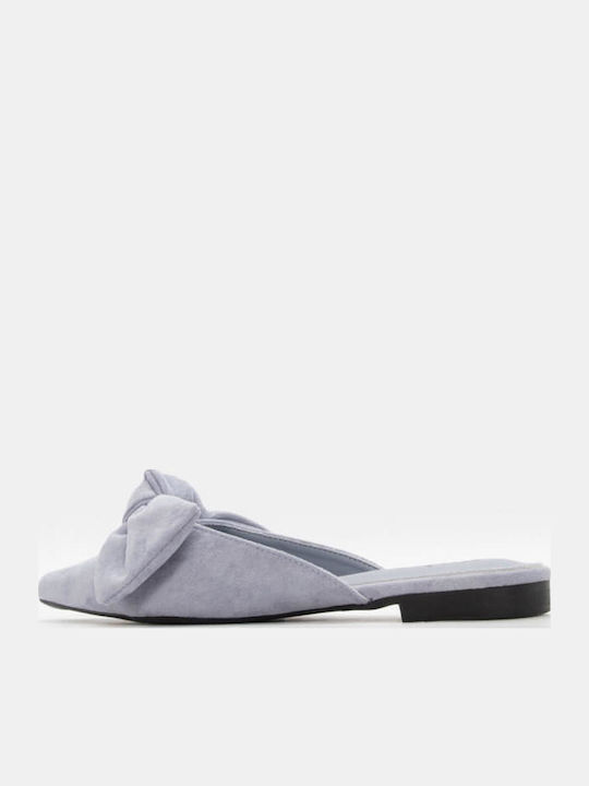 Flat Suede Mules σε Γαλάζιο Χρώμα