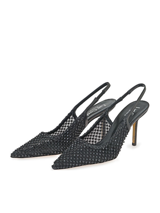 Leather Heels with High Heel Black
