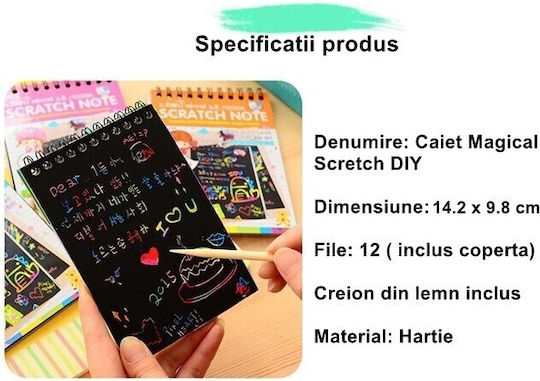Alista Home Caiet De Carduri De Zgarieturi Diy Magic 12 Foi Curcubeu Creion Din Lemn Carduri Negre 14 2 X 9 8 Cm Roz Deschis