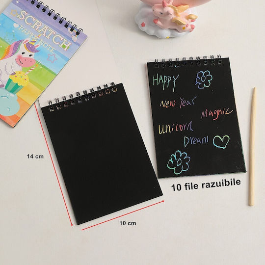 Alista Home Caiet De Carduri De Zgarieturi Diy Magic 12 Foi Creion Din Lemn Curcubeu Carduri Negre 14 X 10 Cm Albastre