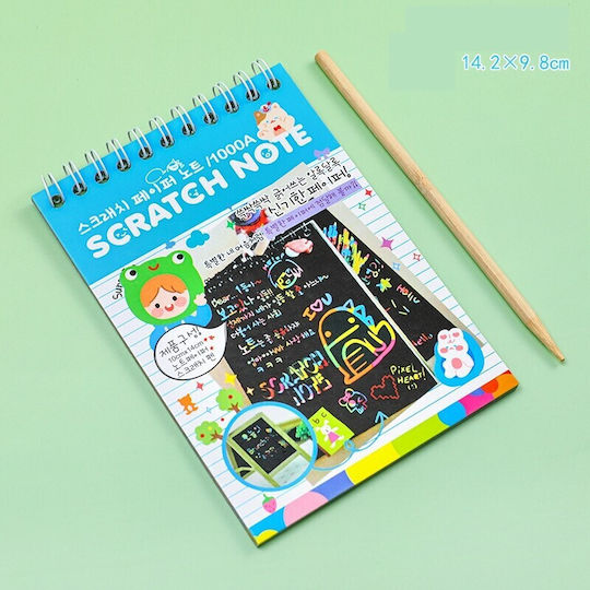 Alista Home Caiet De Desen Scratch-off Diy Magic Scratch 12 Foi Creion Din Lemn Curcubeu Carduri Negre 14.2 X 9.8 Cm Albastru Deschis