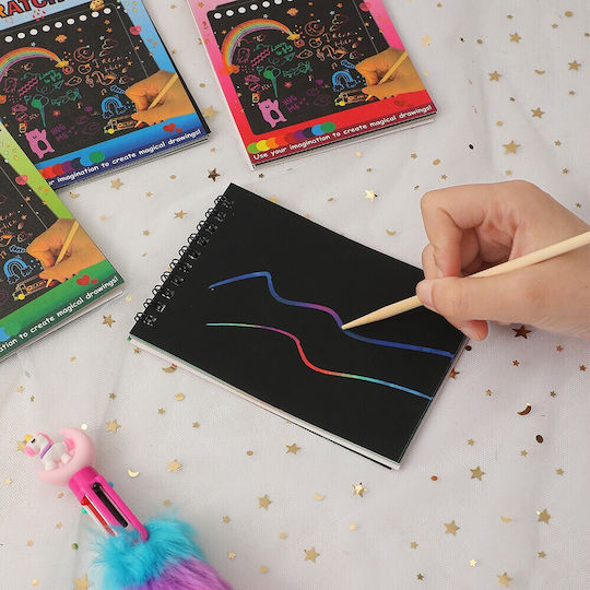 Carnet De Răzuit Alista Home Diy Magic Răzuit 12 Foi Curcubeu Creion Din Lemn Negru Cartonașe 14 X 10 Cm Verde