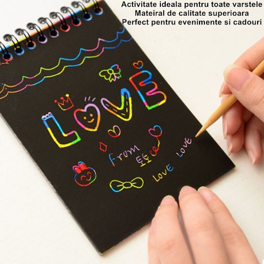 Carnet De Răzuit Alista Home Diy Magic Răzuit 12 Foi Curcubeu Creion Din Lemn Negru Cartonașe 14 X 10 Cm Verde