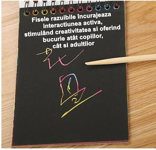 Carnet De Răzuit Alista Home Diy Magic Răzuit 12 Foi Curcubeu Creion Din Lemn Negru Cartonașe 14 X 10 Cm Verde