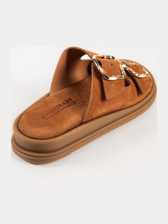 Δερμάτινα Γυναικεία Σανδάλια Flatforms Ταμπά