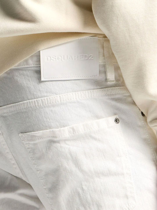 Men's Elastic Jeans Pants with Slim Fit White