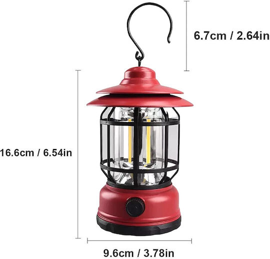 Alista Home Lanternă Lumini LED Reîncărcabilă pentru Camping 200 Lumen 5W Roșie